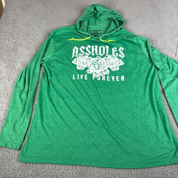 Assholes*s Live Forever Hoodie Sweatshirt Mens XXL Lightweight Pullover Sweater - Picture 1 of 9